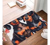 Les Teckels Aiment Les Chiens Au Grand Cœur Tapis De Bain Absorbant Paillasson Intérieur Antidérapant Welcome Paillassons pour Salon Cuisine Couloir 40X60Cm