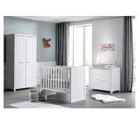 Vipack Erik Lit Barreaux + Commode 2 Portes + Armoire 2 Portes Blanc