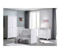 Vipack Erik Lit Barreaux + Commode 2 Portes + Armoire 2 Portes Blanc