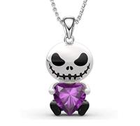 Les Tendances Collier Pendentif Argent Bijoux Hommes Femmes Necklace Collier Punk Avec Pendentif Tête De Mort En Cristal, Pour Femmes Et Hommes, Noir, Rouge, Cœur, Hip Hop, Punk, Bohème, Mode Violet