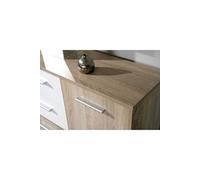 Commode 5 Portes "Victoria" 115cm Blanc & Naturel