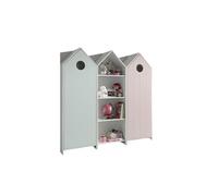 Vipack Casami Armoire 1 Porte Menthe + Armoire Ouverte + Armoire 1 Porte Rose
