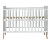 Les Tendances Lit bébé 60x120 cm mélaminé blanc et pieds hêtre massif Nalice Blanc G