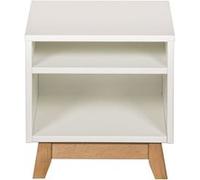 Les Tendances Table de chevet 2 niches laqué blanc et pieds hêtre massif Nandy Blanc G