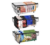 Les-Theresa 3 Pièces Panier Congélateur Coffre, Bac de Rangement pour CongéLateur Coffre, Rangement Congelateur Coffre pour Congélateur de 5 à 7 Cu Ft, Panier en Métal, avec Fond Antidérapant