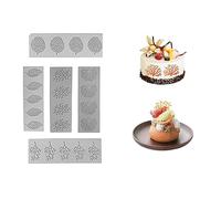 Les-Theresa 5 Pcs Tapis à Dentelle, Moule Silicone en Forme de Feuille, Moule en Silicone pour Dentelle, Tapis de Dentelle pour Pâte à Sucre, Chocolat, Fondant, Beurre (01)