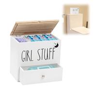 Les-Theresa Boîte de Rangement pour Tampons, Boîte de Rangement pour Serviettes Hygiéniques, avec 2 Compartiments Boîte de Serviette Hygiénique pour Produits Féminins Toilette (Blanc)