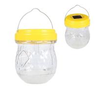 Les-Theresa Lot de Deux Piège à Frelon 9.2 * 11.8cm, Piege a Guepes à Suspendre, Piège Frelon Guêpe Solaire, Piege Guepes et Frelons avec Lumière LED, pour Guêpes, Frelons, Moustiques et Mouches