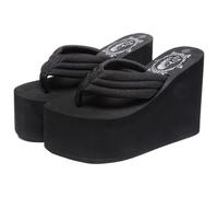 Les tongs des quartiers pour femmes, des sandales de string confortables légères d'été, plates-formes noires non résistantes à l'usure sans glissement pour les vacances, l'hôtel, la plage, la pis