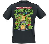 Les Tortues Ninja Group Homme T-Shirt Manches Courtes Noir M 100% Coton Regular/Coupe Standard