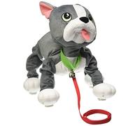 Les Toufous Peluche interactive Chien, Marche et Court, fonctionne Sans Piles, Laisse incluse, Bulldog Français, Jouet pour enfants dès 2 ans, Polyester, Gris et Blance