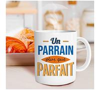 Les Trésors De Lily [A2534 - Mug céramique 'Un Parrain Plus Que Parfait' Bleu Orange - 95x80 mm