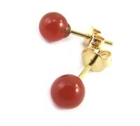 Les Trésors De Lily [M6683] - Boucles plaqué or ""Mineralia"" agate rouge - 6 mm