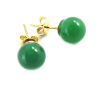Les Trésors De Lily [M6723] - Boucles plaqué or ""Mineralia"" agate verte - 8 mm