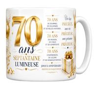 Les trésors d'érable Mug 70 ans - Septantaine Lumineuse - Céramique 330 ml