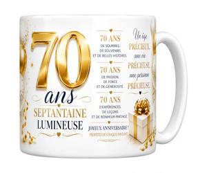 Les trésors d'érable Mug 70 ans - Septantaine Lumineuse - Céramique 330 ml