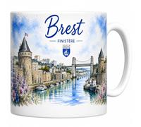 Les trésors d'érable Mug Brest - La Cité du Ponant - Tasse Céramique Blanche 330 ml - Cadeau Anniversaire, Noël - Imprimé en France - EveryMug