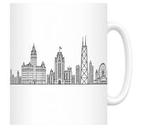 Les trésors d'érable Mug Chicago Épure - Skyline au trait | Mug Céramique 330 ml | Idée Cadeau Original Homme Femme | Impression Sublimation Haute Définition | Imprimé en France