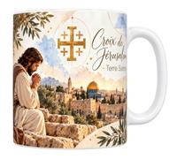 Les trésors d'érable Mug Croix de Jérusalem | Mug Céramique 330 ml | Idée Cadeau Original Homme Femme | Passe au Lave-Vaisselle et au Micro-Ondes | Impression Sublimation Haute Définition