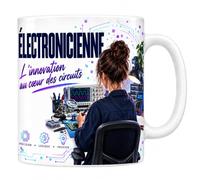 Les trésors d'érable Mug Électronicienne - L'Innovation au Cœur des Circuits | Mug Céramique 330 ml | Idée Cadeau Original Homme Femme | Impression Sublimation Haute Définition | Imprimé en France