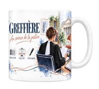 Les trésors d'érable Mug Greffière - Au Service de la Justice | Mug Céramique 330 ml | Idée Cadeau Original Homme Femme | Impression Sublimation Haute Définition | Imprimé en France