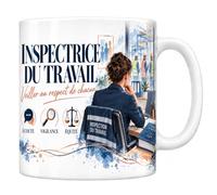 Les trésors d'érable Mug Inspectrice du Travail - Veiller au Respect de Chacun | Mug Céramique 330 ml | Idée Cadeau Original Homme Femme | Impression Sublimation Haute Définition | Imprimé en France