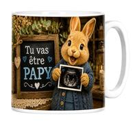 Les trésors d'érable Mug Lapin Tu vas être Papy - Annonce Échographie - Tasse Céramique Blanche 330 ml - Cadeau Anniversaire, Noël - Imprimé en France - EveryMug
