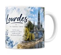 Les trésors d'érable Mug Lourdes - Foi, Espérance, Amour - Céramique 330 ml