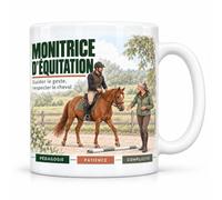 Les trésors d'érable Mug Monitrice d'Équitation - Guider le Geste, Respecter le Cheval | Mug Céramique 330 ml | Idée Cadeau Original Homme Femme | Passe au Lave-Vaisselle et au Micro-Ondes