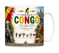 Les trésors d'érable Mug Souvenir Congo - Fleuve & Forêt Équatoriale - Tasse Céramique Blanche 330 ml - Cadeau Anniversaire, Noël - Imprimé en France - EveryMug