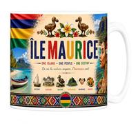 Les trésors d'érable Mug Souvenir Île Maurice - Lagon & Paradis Tropical - Tasse Céramique Blanche 330 ml - Cadeau Anniversaire, Noël - Imprimé en France - EveryMug