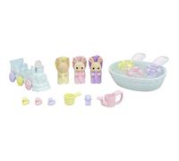 Sylvanian Families – Figurines miniatures – 5707 Les triplés Lapin Crème et accessoires de bain