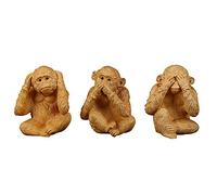 Les Trois Singes,3 Singes De La Sagesse,Tableau Singe,Ne Rien Dire,Voir,Ne Entendre - Symbole De Sagesse Et Bonheur,Contient La Philosophie De Vie,Deco Maison,Sculpture Bois,Fait Main,6.5 Cm,Marron