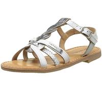 Les Tropéziennes par M. Belarbi BADAMI, Sandales Bride Cheville Fille, Blanc (Blanc/Argent), 34 EU (2)