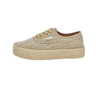 LES TROPEZIENNES PAR M. BELARBI Femme Cosmic Chaussures Detente Tennis Lacet, Beige-Or, 41