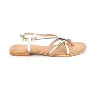 LES TROPEZIENNES PAR M. BELARBI Femme Monaco Chaussures Ville Entre-Doigt, Creme-Or Serpen, 38