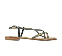 Les Tropéziennes Sandales MONACO - Bride arrière Femme Noir/Or Taille 39