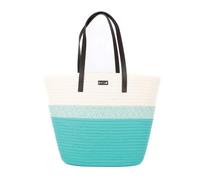 Les Tropéziennes par M.Belarbi | Panier porté épaule "Danatil" | Sac femme forme cabas tressé fermeture zippée | 37 x 30 x 10 cm | Coloris turquoise
