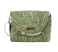 Les Tropéziennes par M.Belarbi | Pochette tressée Milos | Sac bandoulière Femme à Rabat en Paille avec Broderies et Sequins | 27 x 21 x 4 cm | Coloris Vert Kaki