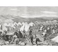 Les troupes de cavalerie sous le lieutenant Lazarev prennent d'assaut le camp turc de Vizinkoy pendant la bataille d'Avliyar-Aladzhinskom 1877. De Russes et Turcs La Guerre d'Orient publié 1878 Poster