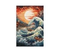 Les vagues de la mer Tableau Décoratif Imprimé Sur Toile Street Art Graffiti Toile Peinture Mur Art Affiches Et Impressions Inspiration Oeuvre Photo Pour Salon Décor Cadeau De Noël 24x36inch(60x90cm)