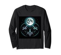 Les vaisseaux spatiaux sous la Lune terrestre Funny Meme Manche Longue