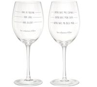 Les Vilaines Filles LA Chaise Longue - Coffret De 2 Verres À Vin Niveau - Verre - Graduations Humoristiques, Art De La Table, Usage Festif - 500 ML - 130 GR - Lavable à la Main - Transparent