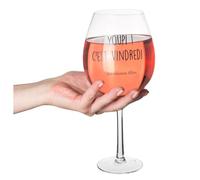 Les Vilaines Filles LA Chaise Longue - Verre à Vin 75 cl Youpi C'est Vindredi - Verre Transparent - Usage Festif, Design Humoristique - Taille 12.5 x 26 x 12.5 cm - Contenance 75 cl - Poids 230 g