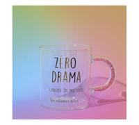Les Vilaines Filles - Mug Avec Anse à Paillettes en Verre "Zéro Drama"
