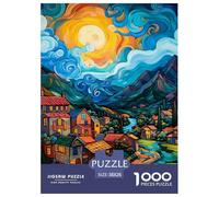 Les Villages 1000 Pieces Animation Puzzle en Papier Jeu D'Intelligence De l'art De La Décoration Moderne Adultes Et Enfants Dès 14 Ans 38x26cm/1000pcs