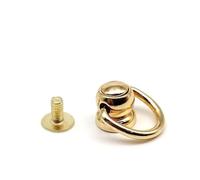 les vis à tête ronde, DIY Zinc-Alloy Steel Screw Back Rivets 10 Pieces Multicolor For Leather Craft With O-Ring(Gold-a)