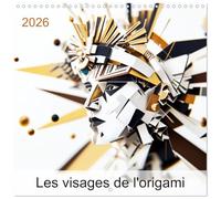 Les visages de l'origami Calendrier mural carré 2026 30 x 60 cm (ouvert)) Calendrier double avec une page pour vos prises de notes