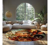 Les Visions de Tondal par Jérôme Bosch Tapis Ronds Expressionnisme Abstrait Tapis Circulaire Lavable coloré pour la Maison 152cm(Rond)