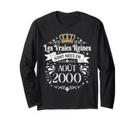 Les Vraies Reines sont Nées en Août 2000 - Cadeau 26 Ans Manche Longue